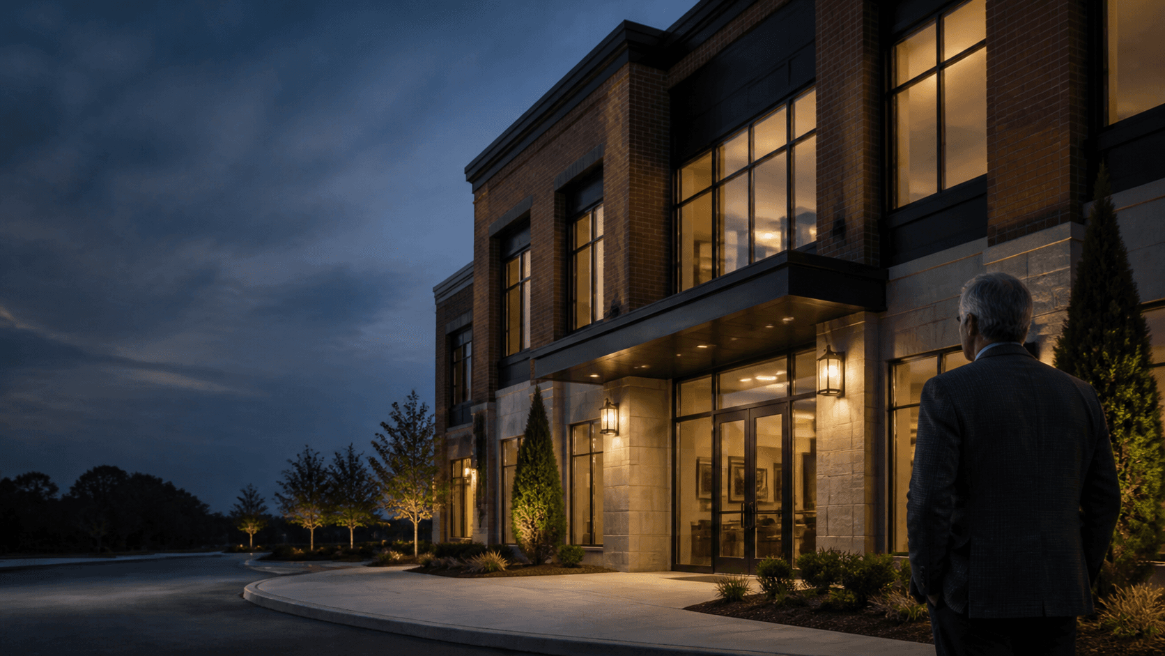 Property owner outside a commercial building